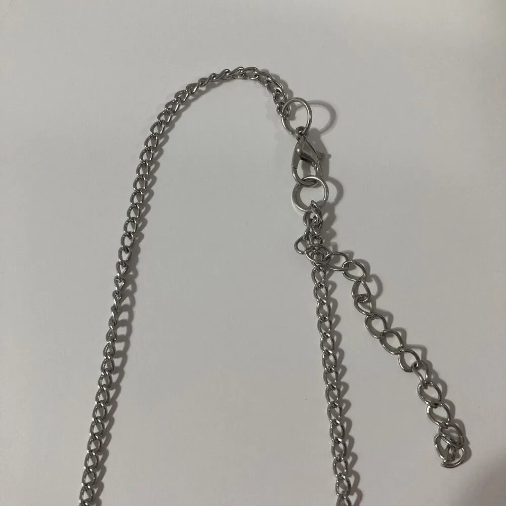 Long Layered Chain Ringlet Silver Tone Black Round Beaded Statement Necklace